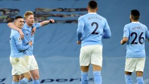 Jugadores del City celebran gol vs Southampton