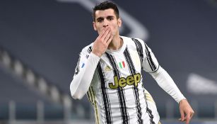 Álvaro Morata festeja un gol con la Juventus 