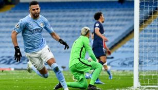 Mahrez en festejo con Manchester City ante PSG