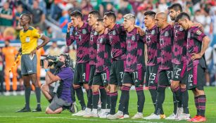 Jugadores de México en el partido ante Costa Rica 