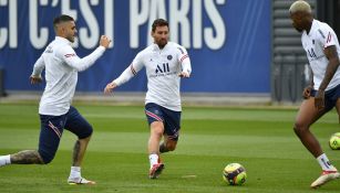 Lionel Messi durante un entrenamiento con el PSG