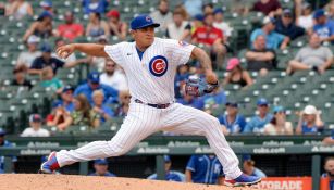 Manuel Rodríguez durante un partido con Chicago Cubs