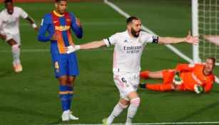 Benzema, en festejo de gol con Real Madrid