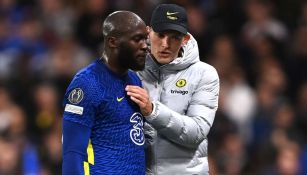 Thomas Tuchel y Romelu Lukaku en partido del Chelsea