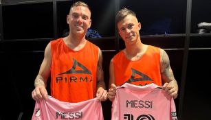 Lotti y Rotondi con sus playeras de Messi