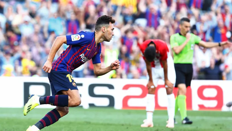 TWITTER @SevillaFC Munir, durante un duelo con el Barcelona en La Liga