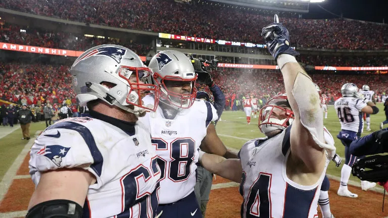 AP Jugadores de Pats celebran en Arrowhead
