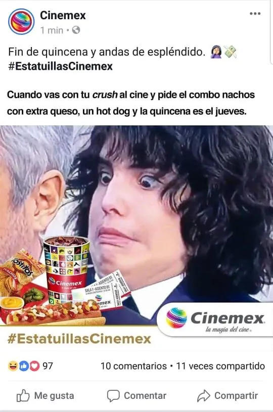 ESPECIAL Cinemex postea meme con imagen de hijo de Cuarón