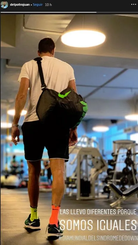 INSTAGRAM @DELPOTROJUAN Del Potro luce apoyo la iniciativa de las 'medias disparejas'