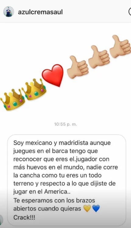 INSTAGRAM @KINGARTURO23OFICIAL Mensaje de seguidor a Arturo Vidal