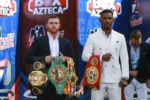 IMAGO7 Canelo Álvarez y Daniel Jacobs en la gira promocional