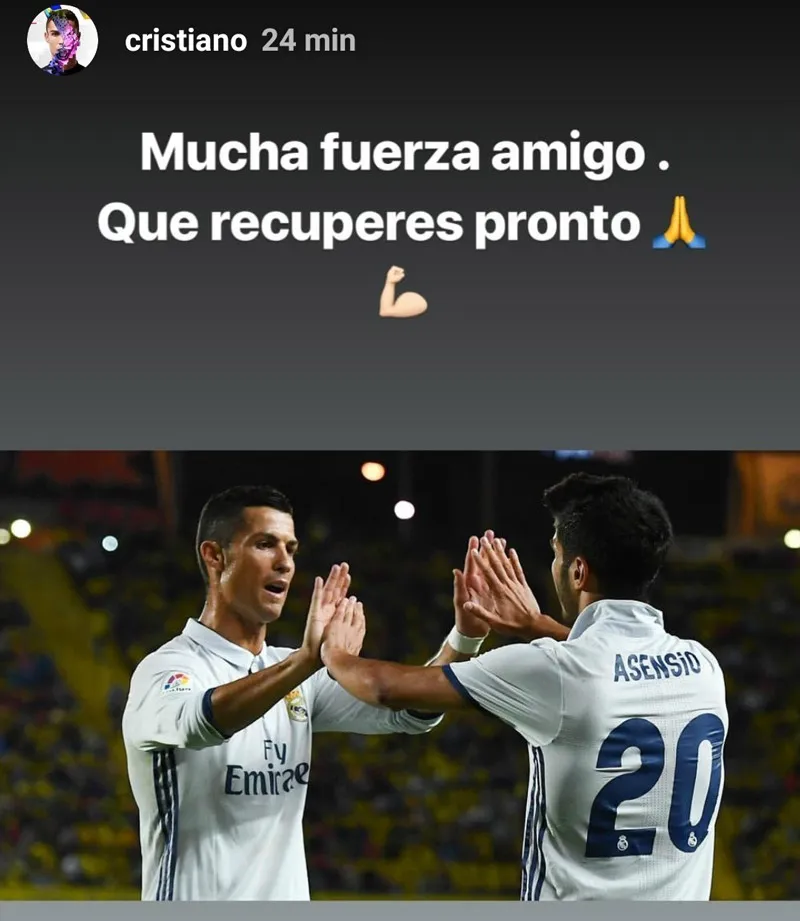 INSTAGRAM @CRISTIANO Así fue el mensaje de CR7 para su amigo Asensio