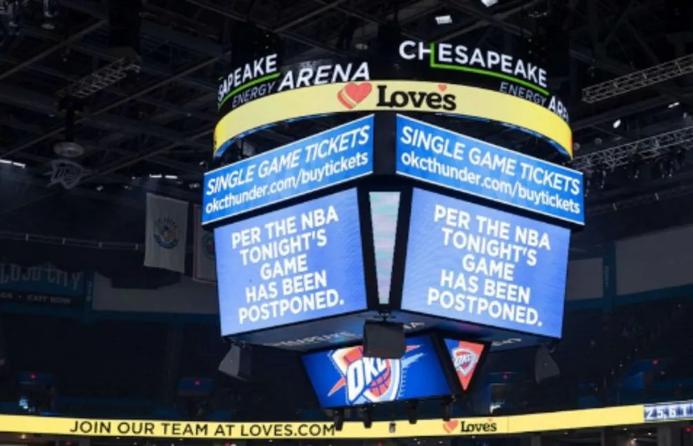 TWITTER@NBA Oklahoma City Thunder anunciando que sus juegos estaban cancelados