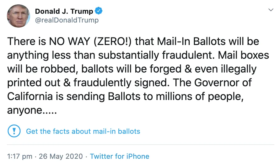 TWITTER La publicación de Trump con el aviso de Twitter