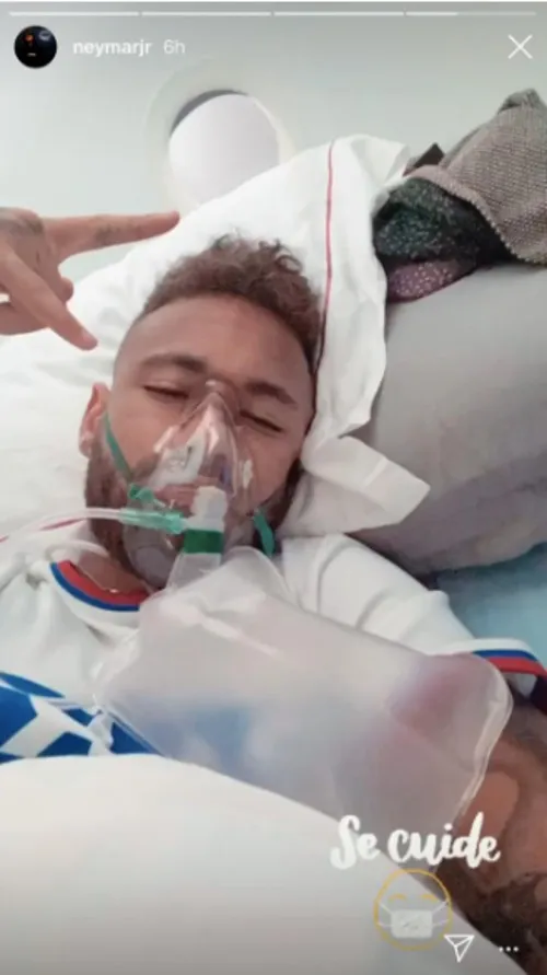 INSTAGRAM@NEYMARJR Neymar recostado conectado a un respirador