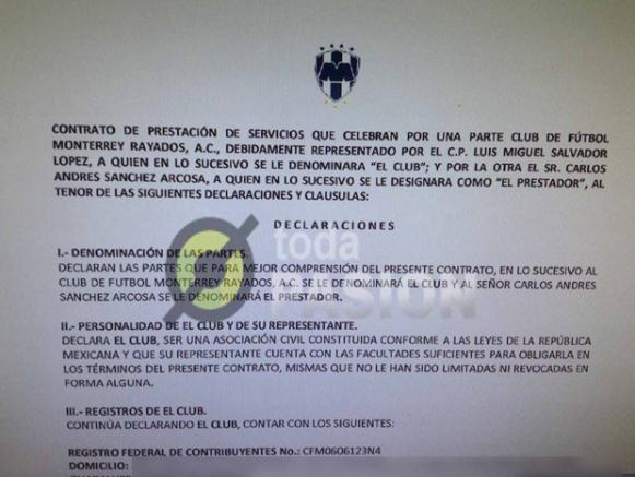 Filtran imagen del contrato de Sánchez