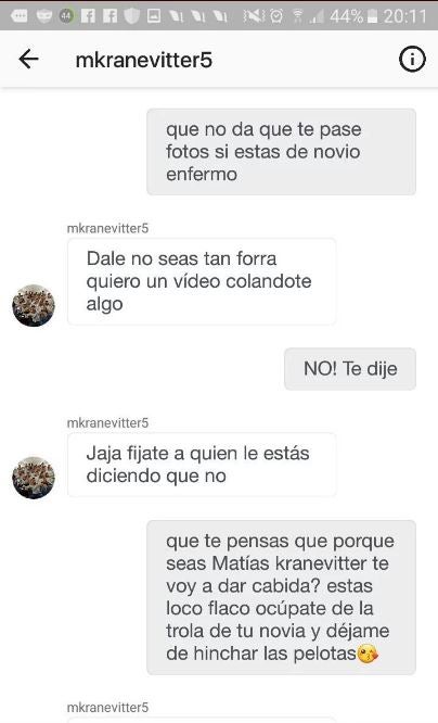 Fragmento de la conversación entre Kranevitter y la modelo