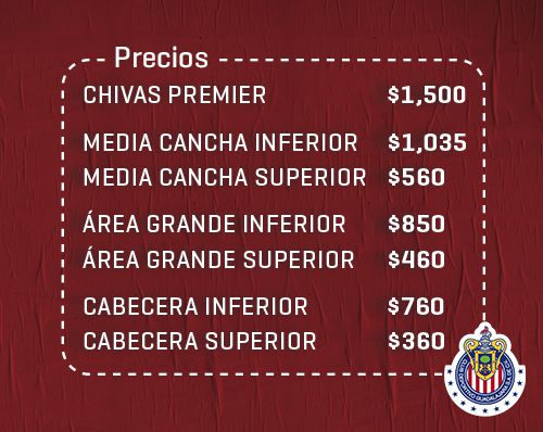 Estos son los precios para el Chivas-América