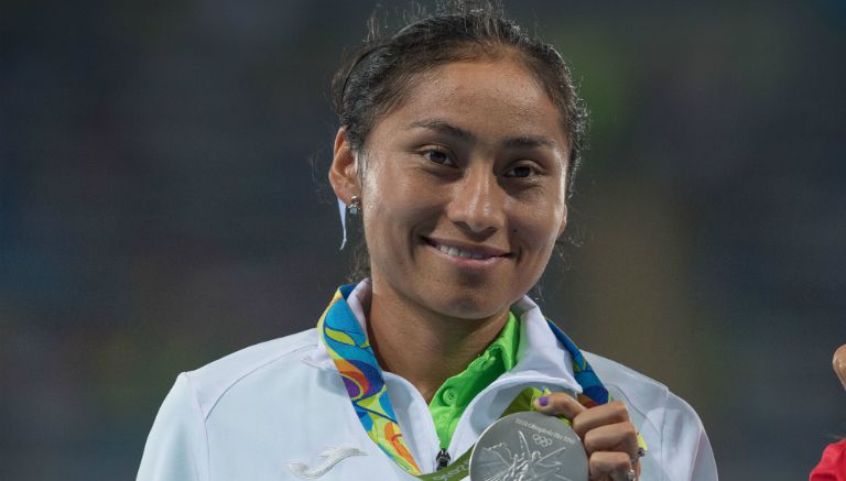 Guadalupe González durante la ceremonia de premiación en los Juegos Olímpicos Rio