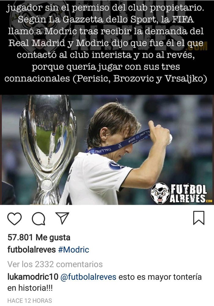 Modric desmiente su supuesto contacto con el Inter