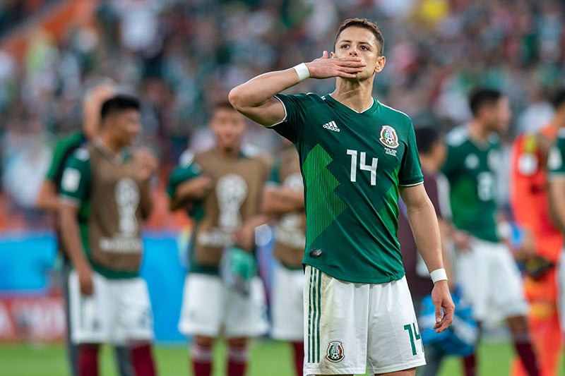 Chicharito, durante un juego en Rusia 2018