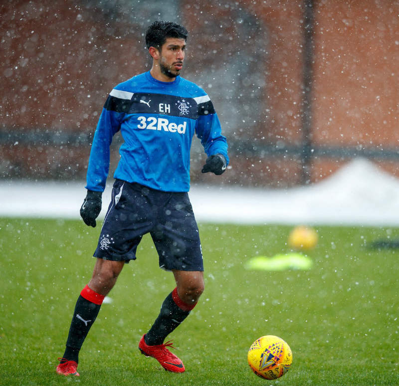 Eduardo Herrera durante un entrenamiento con el Rangers