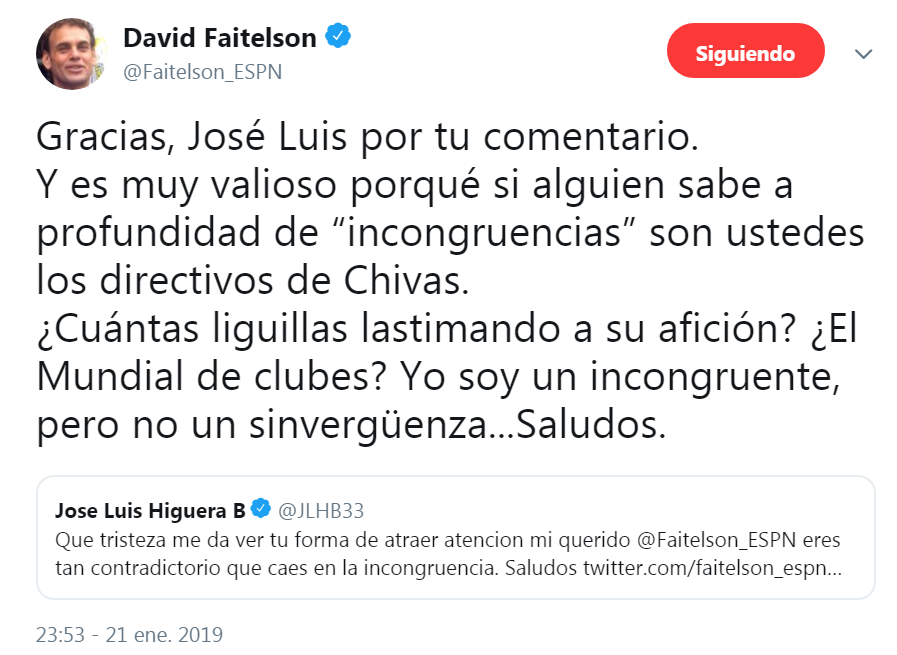 Una de las respuestas de Faitelson a Higuera