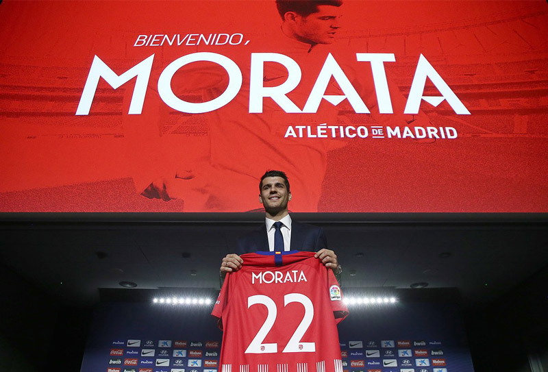 Morata, en su presentación con el Atlético de Madrid 