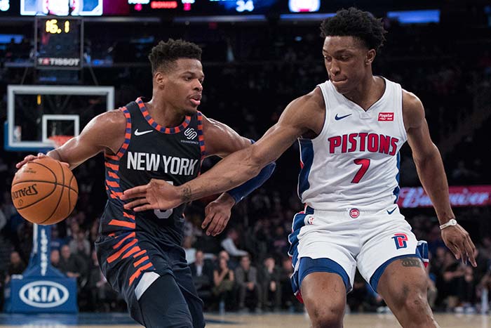 Dennis Smith Jr. contra los Pistons