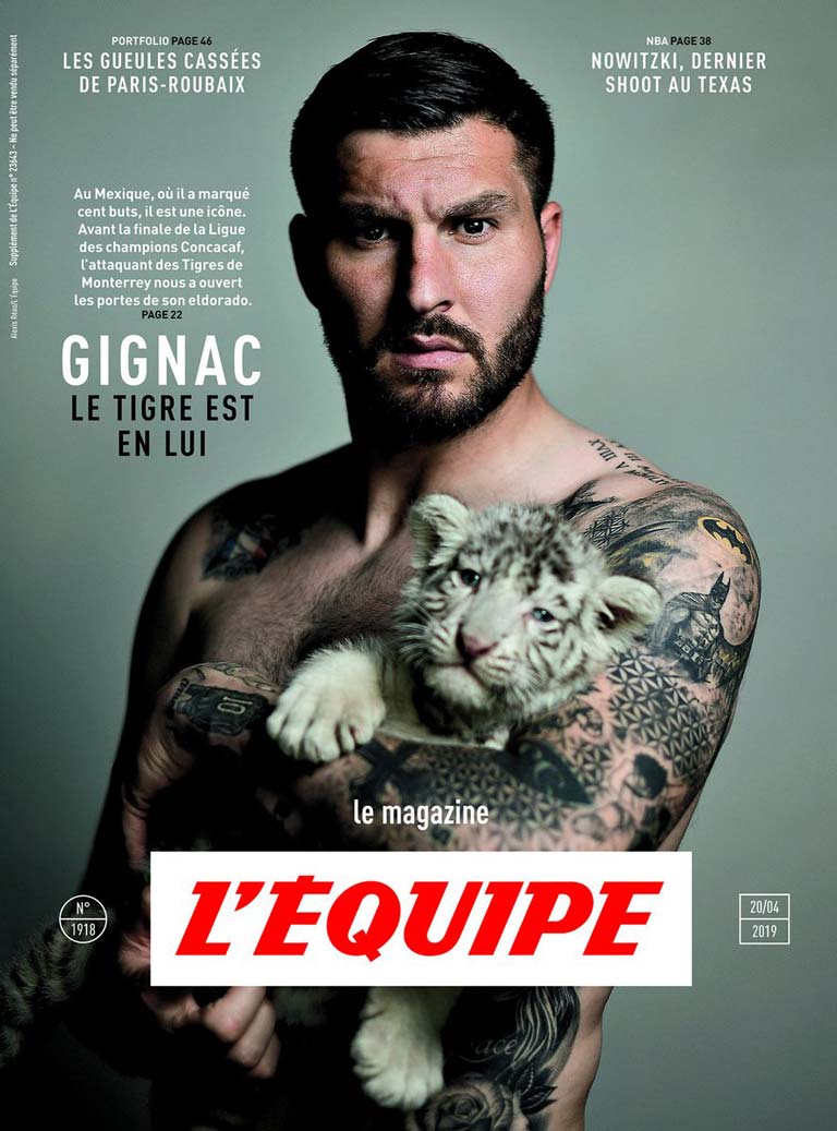 Gignac en la portada de la revista de L'Equipe