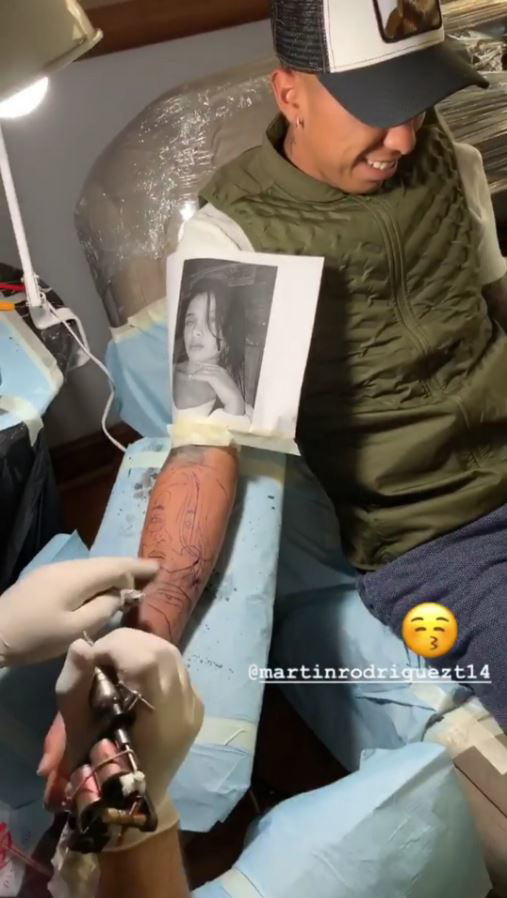 Rodríguez se tatuó en el brazo derecho la cara de Alejandra Valdés