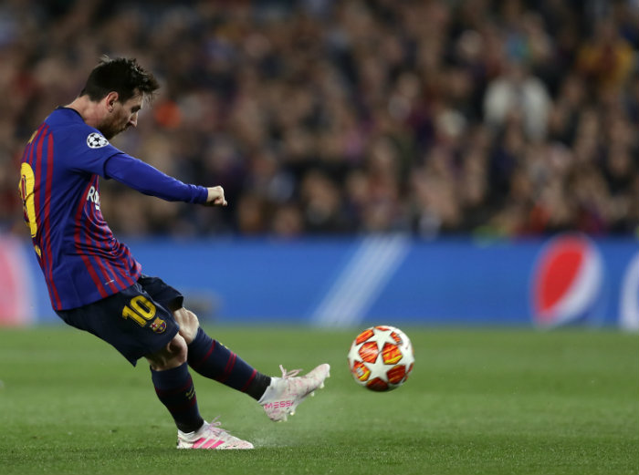 Messi en un partido de Champions