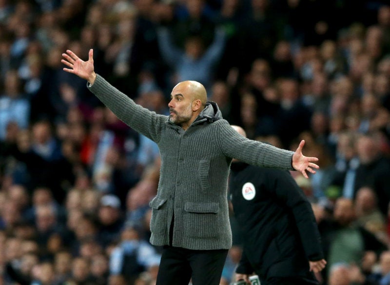 Pep Guardiola durante un partido con el Manchester City