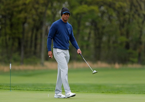 Woods, durante una práctica