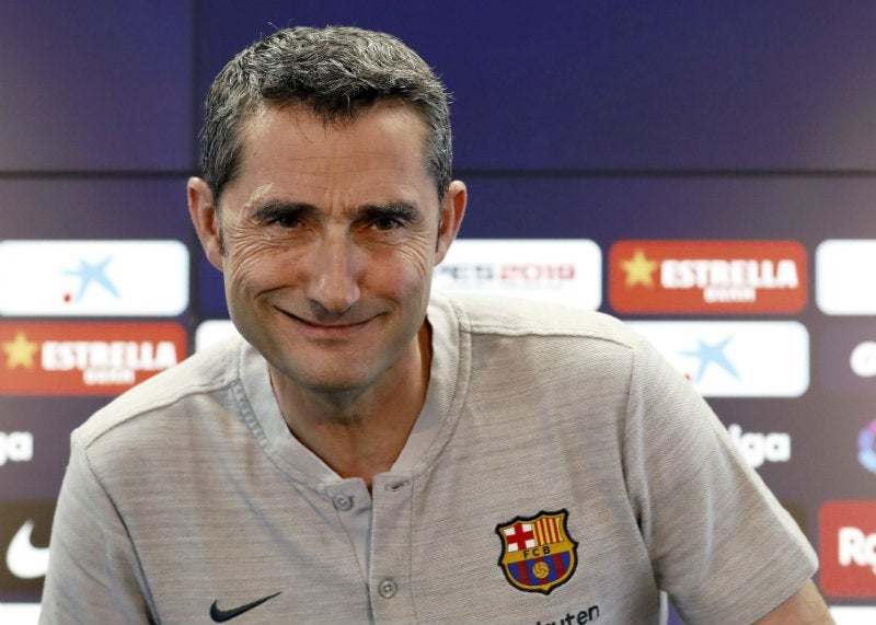 Ernesto Valverde en una conferencia de prensa 