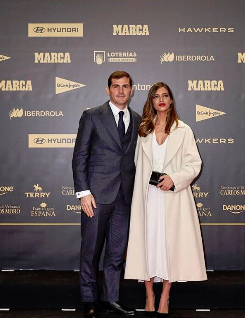 Casillas y Carbonero durante el 80 aniversario del diario Marca 