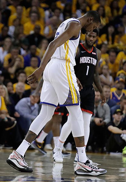 El momento de la lesión de Durant contra Rockets