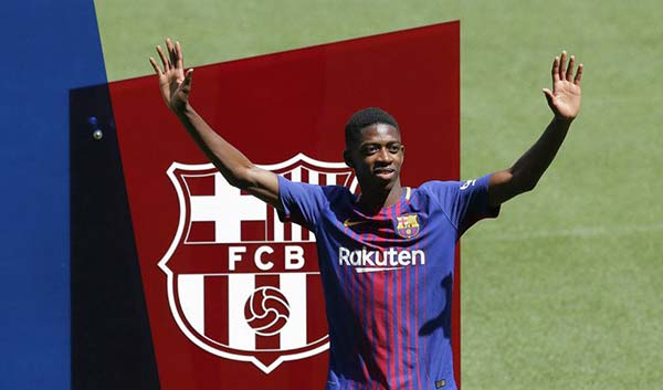 Dembelé, en su presentación con Barcelona