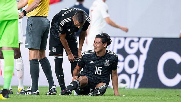 Gutiérrez en el césped, antes de la lesión