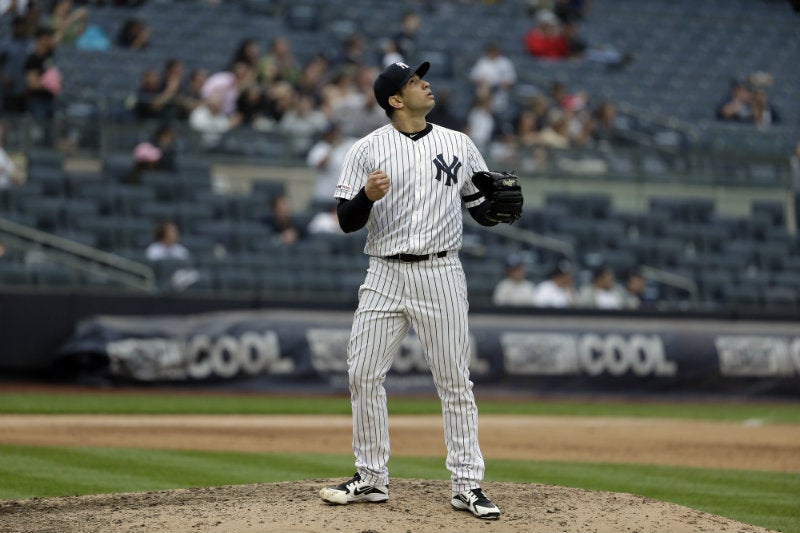 Luis Cessa, lanzador mexicano en un juego de Yankees 