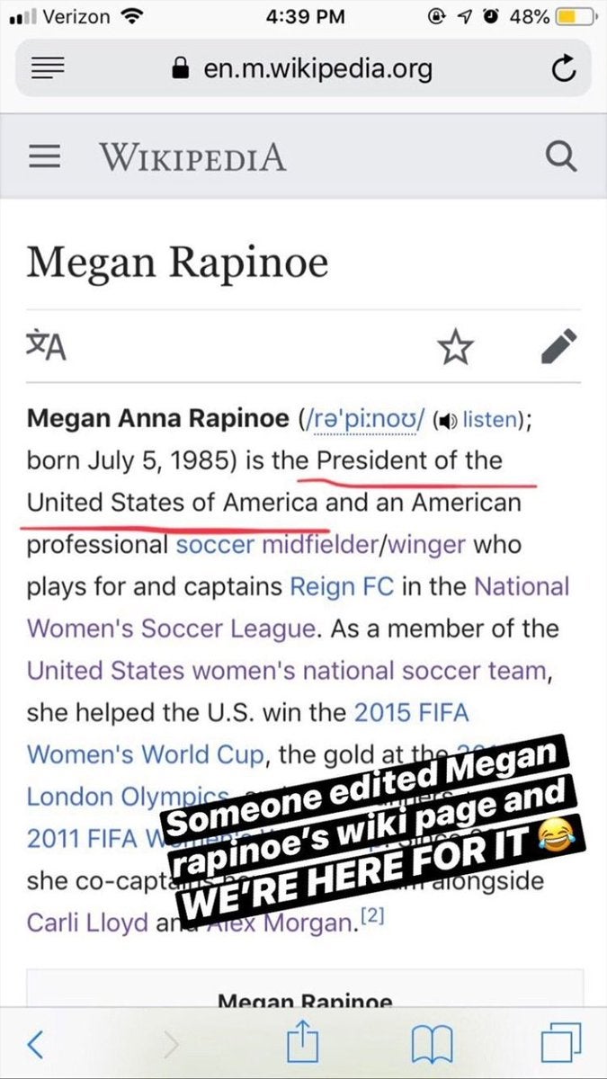 Biografía modificada de Rapinoe