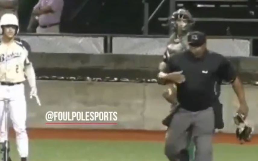 Umpire comienza a vomitar en el juego entre Generals y Bombers