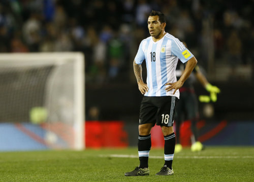 Tevez durante un encuentro con la Selección de Argentina 