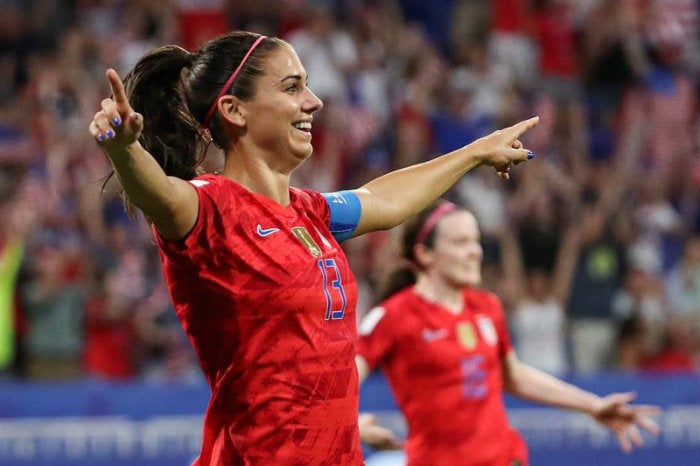 Alex Morgan, en festejo de gol