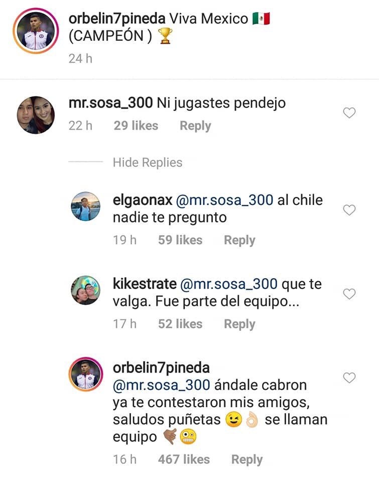 Respuesta de Orbelín Pineda