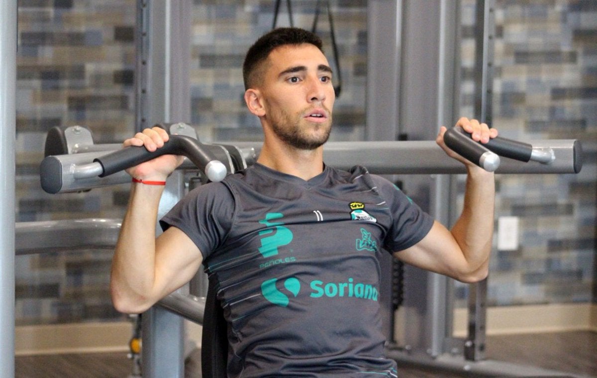 Gorriarán, en un entrenamiento de Santos