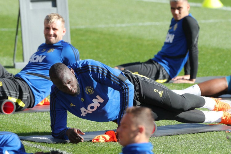 Lukaku, durante un entrenamiento con el Manchester United