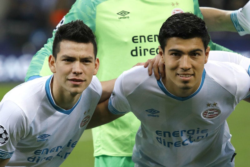 Chucky Lozano y Erick Gutiérrez en un juego del PSV