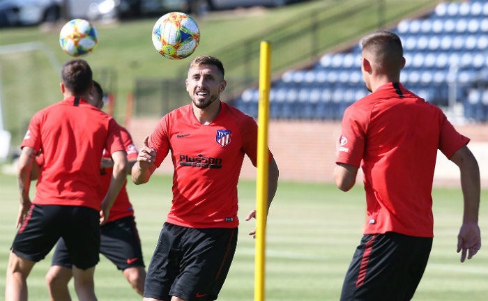 Herrera, en un entrenamiento del Atlético