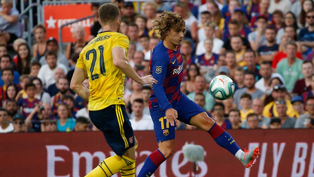 Antoine Griezmann durante el partido por el trofeo Joan Gamper